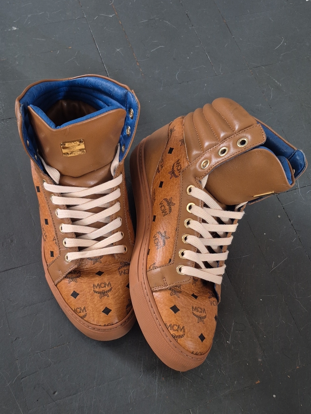 MCM Cognac Monogram Sneakers (L)9 (M)7 - Picture 11 of 11
